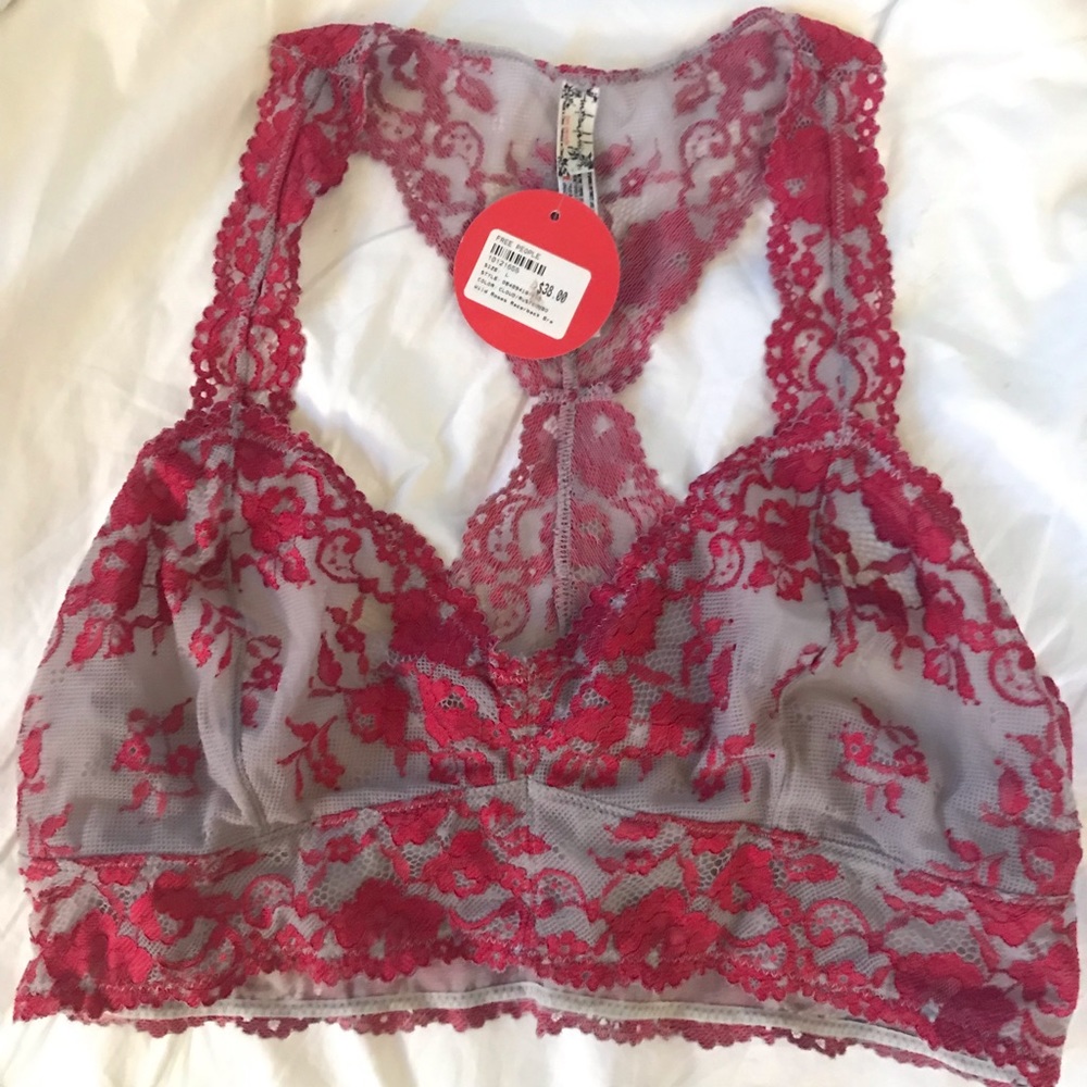FP Lace Racerback Bralette - L - NWT - Red